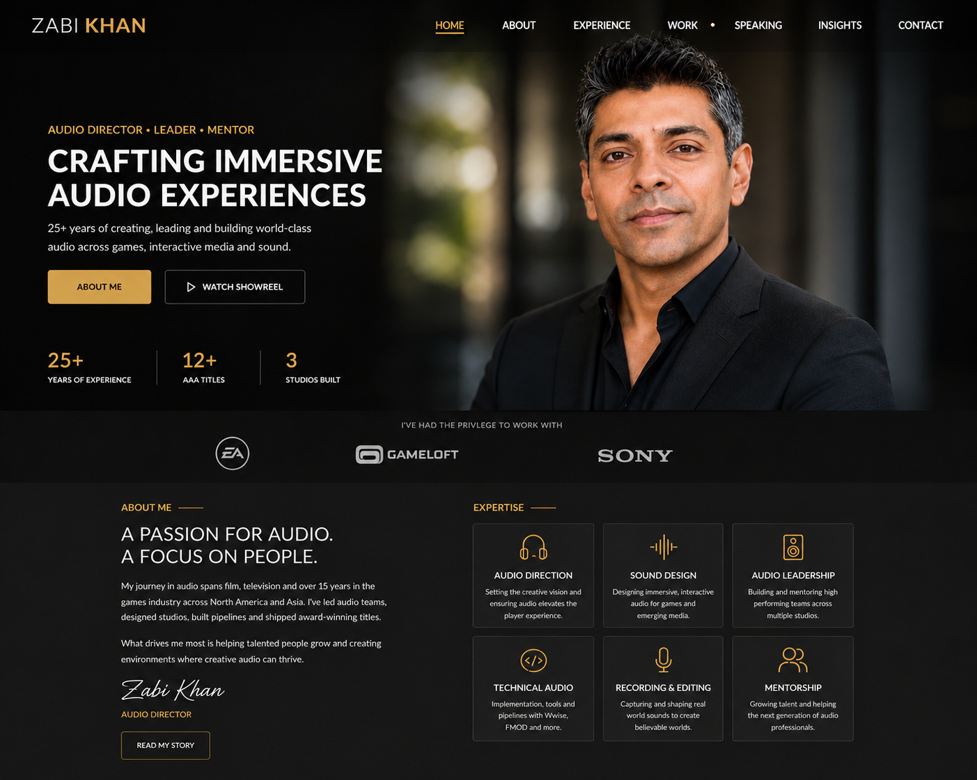 Zabi Khan professional portfolio website